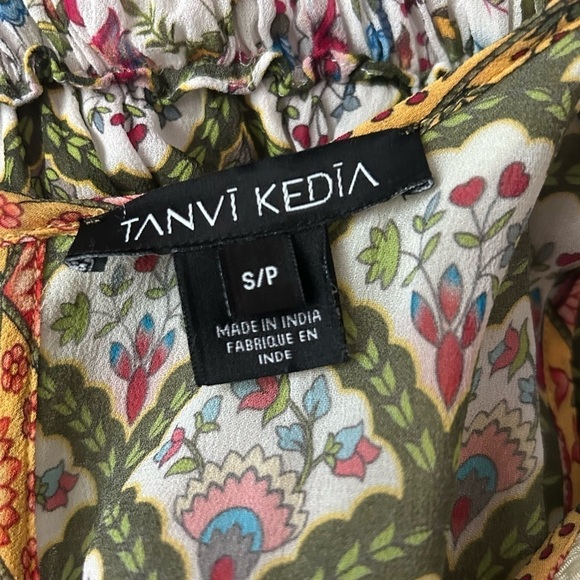 Anthropologie Tanvi Kedia Ananya Tiered Floral Tunic Dress Sz S - Picture 11 of 12